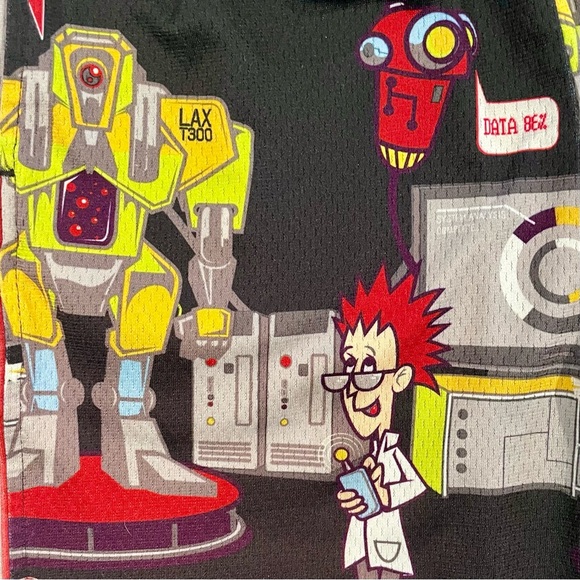 Flow Society Lacrosse Shorts Boys Medium Inventor Robots Scientist LAXT300 Lax - Picture 5 of 5
